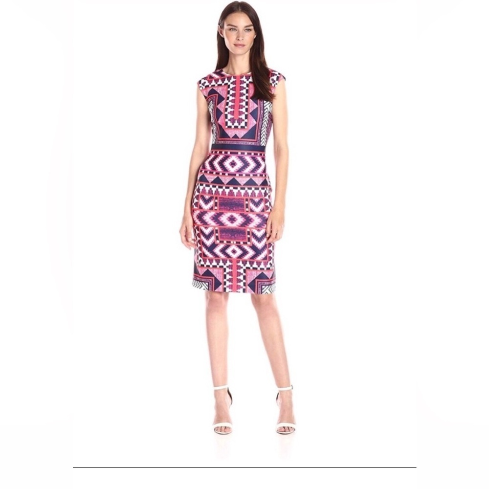 Vince Camuto Geometric Printed Bodycon Dress Sz 4